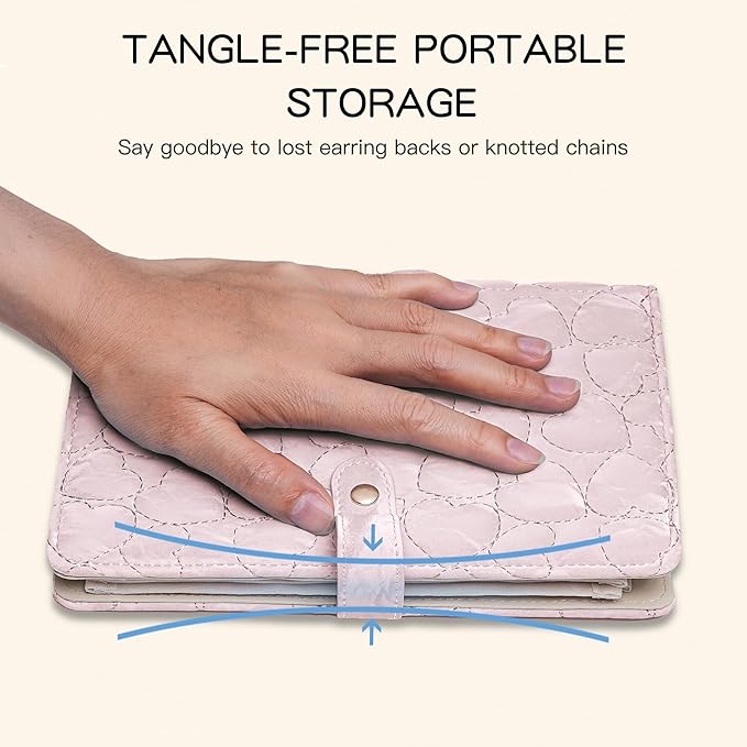 Travel Jewelry Organizer Case, Jewelry Storage Roll Bag for Women, Tangle-Free Portable Storage for Necklaces & Earrings/Rings/Bracelets, Jewelry Storage Book, Waterproof Organizer Bag