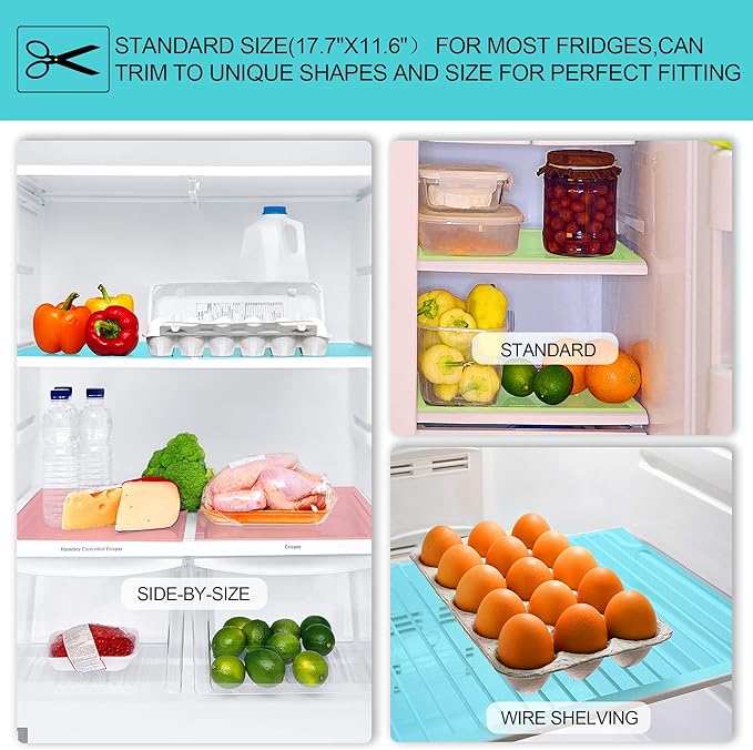 16 Pcs Refrigerator Liners Mats Washable, Refrigerator Mats Liner Waterproof Oilproof, Shinywear Fridge Liners for Shelves, Cover Pads for Freezer Glass Shelf Cupboard Cabinet Drawer (16 Clear)