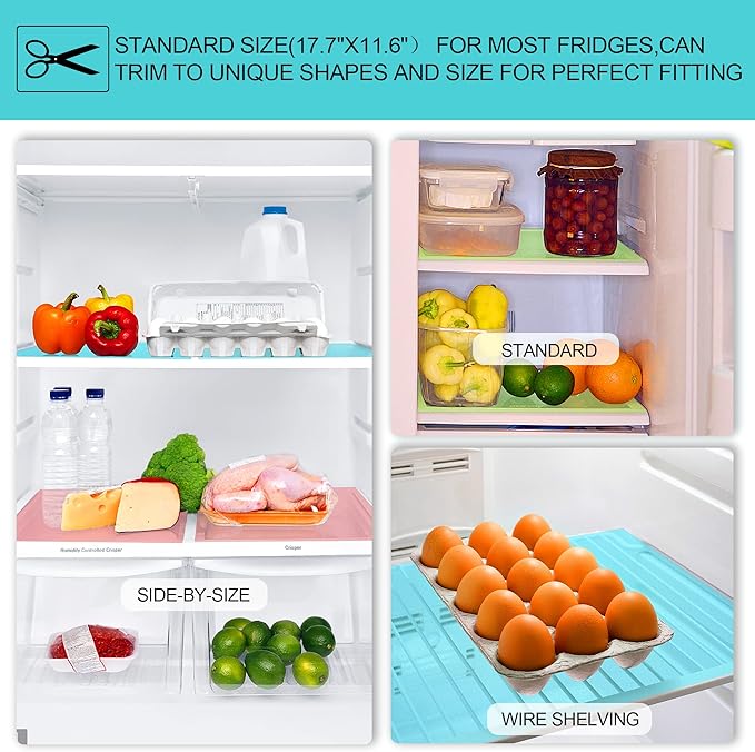 8 Pcs Refrigerator Liners Mats Washable, Refrigerator Mats Liner Waterproof Oilproof, Shinywear Fridge Liners for Shelves, Cover Pads for Freezer Glass Shelf Cupboard Cabinet Drawer (8 Clear)