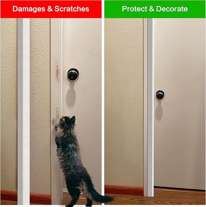 Frychee Wall Corner Protector, Walls Edge Protector，Self-Adhesive Wall Corner Guards, PVC Double Side Edge Protector, Furniture Stairs Guard (White Self-Adhesive, 2pcs x 47.2" L x 1.97" W)