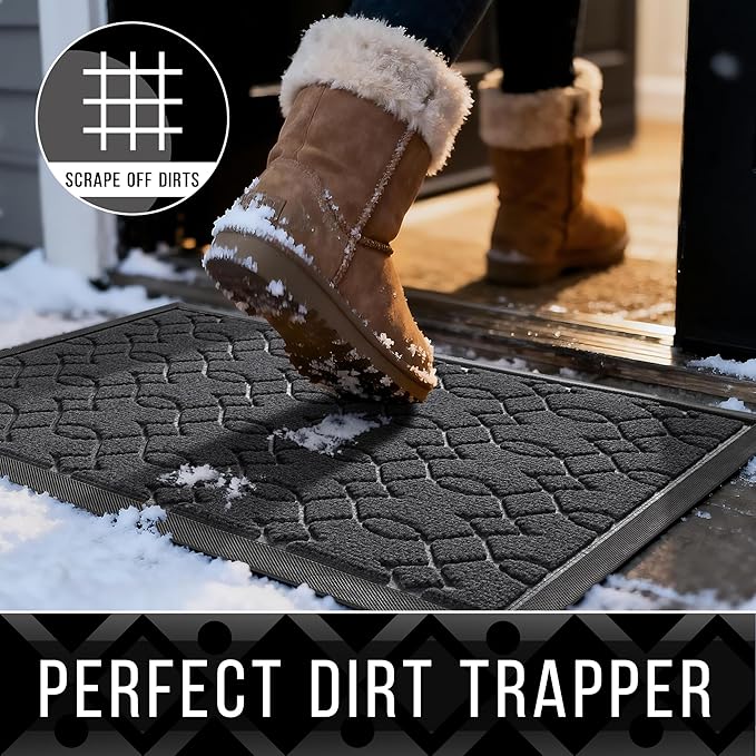 Yimobra Extra Large Door Mat 60x36, All-Season Waterproof Doormat Outdoor Entrance, Heavy Duty Non-Slip Outside Door Mat for Garage Patio Porch Entryway Indoor, Easy Clean, Black Gray