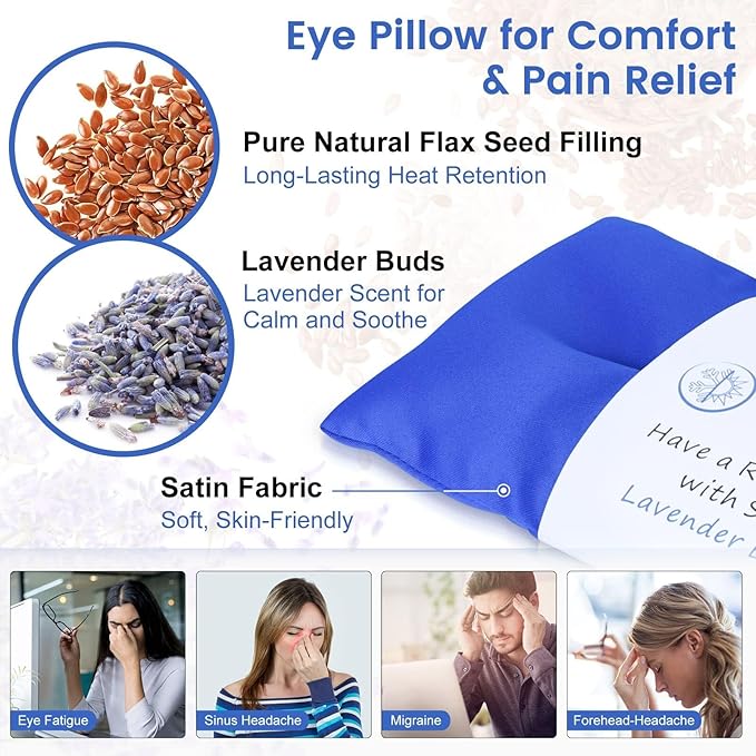 SuzziPad Lavender Eye Pillows for Relaxation with Aromatherapy, Weighted Eye Mask for Sleeping, Meditation, Hot & Cold Eye Compress for Dry Eyes, Relaxation Options for Women, Yoga Eye Pillow, 4 Pack