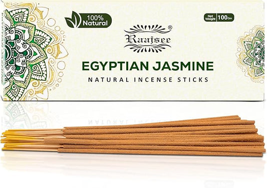 Raajsee Jasmine Flower Natural Incense Sticks 100 Gm Pack-100% Pure Organic Natural Hand Rolled Free from Chemicals-Perfect for Church,Aroma Therapy,Relaxation,Meditation,Positivity,Healing 100gm Pack