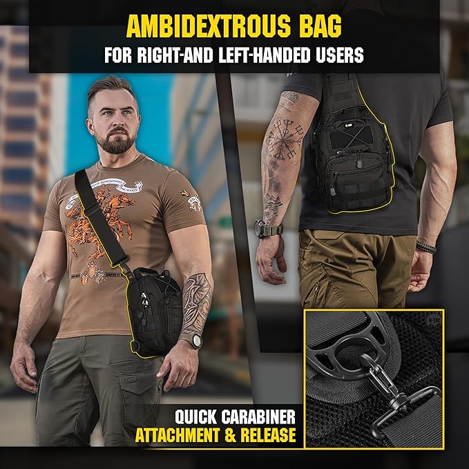 M-Tac CCW Sling Bag for Men & Women - EDC Shoulder Bag Tactical - Crossbody Concealed Carry Bag - Mens Chest Pack