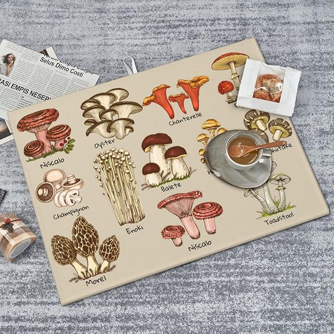 Mushrooms Dish Drying Mat XL Microfiber Kitchen Drying Mat Large Dish Drying Mats for Kitchen Counter Absorbent Quick Drying Pad 18x24 Inch