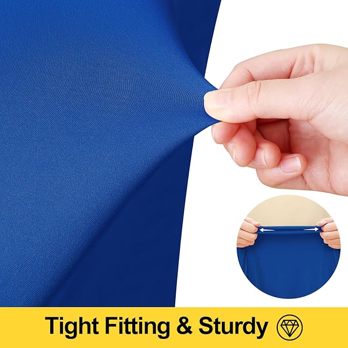 Smiry Spandex Tablecloth 2 Pack, Elastic Fitted Stretch Tablecloth for 4FT Rectangle Tables, Waterproof Washable Table Cover Skirt for Outdoor, Wedding, Banquet & Parties (Blue, 48Lx30Wx30H Inch)