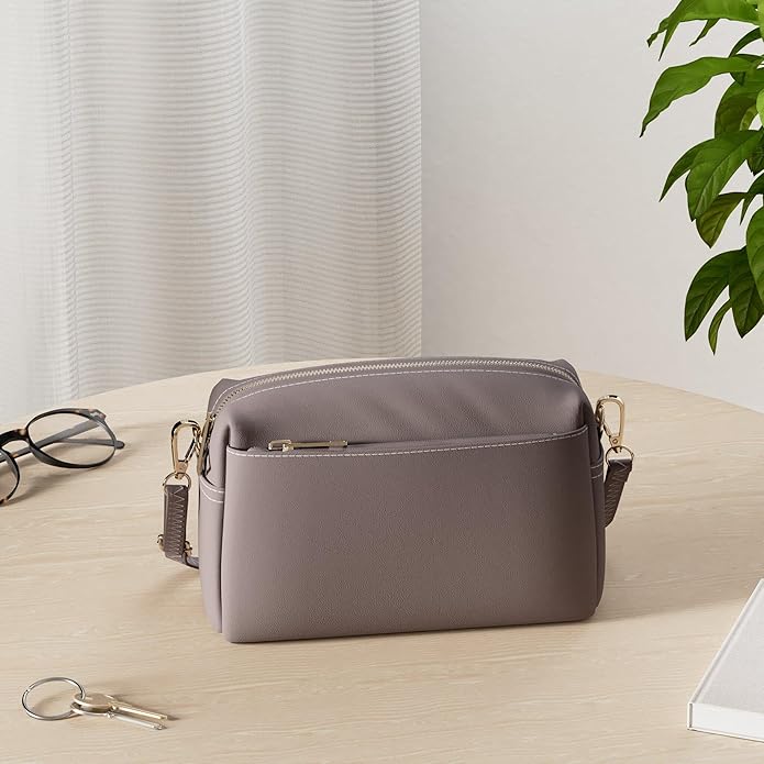 FashionPuzzle Triple Zip Small Crossbody Bag