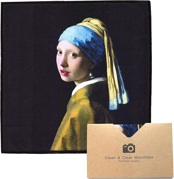 Large [2 Pack] Classic Art (Girl with a Pearl Earring) - Ultra Premium Quality Microfiber Cleaning Cloths (Best for Camera Lens, Glasses, Screens, and All Lens.), Microfiber cloth