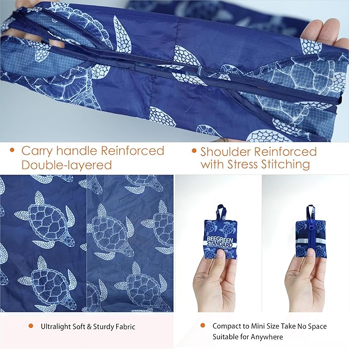 BeeGreen Polka Dot Reusable-Grocery-Gifts-Bags-Foldable-Machine-Washable Black Shopping-Bags Extra Large Reusable Bags Totes 66 Lbs Ultra-Lightweight Polyester Fabric