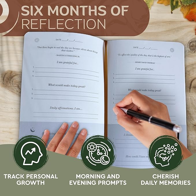 Gratitude Journal for Women and Men - With Writing Prompts for Self Care, Improvement and Manifestation - Daily Wellness and Guided Mental Health - 5 Minutes a Day - Inspirational to Practice Self Love and Reflection