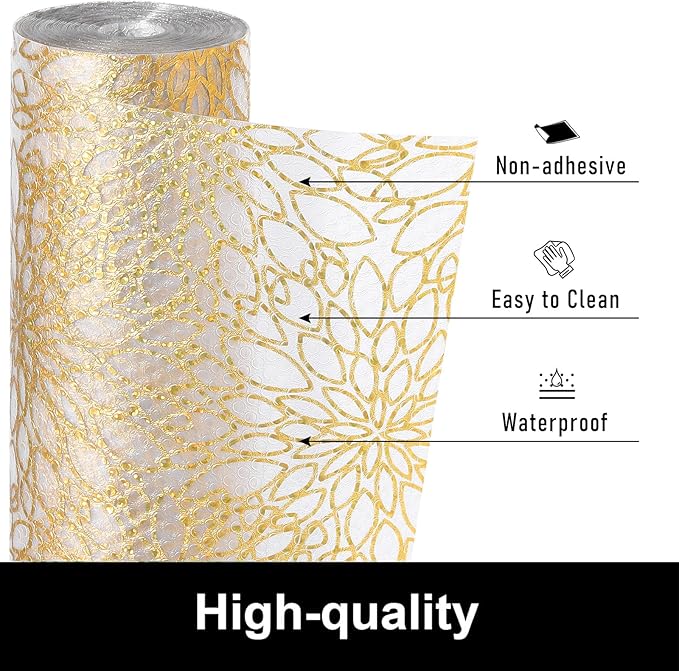 Cooyes Shelf Liners for Kitchen Cabinets Refrigerator Liners Waterproof & Oil-Proof Kitchen Cupboard Liner Drawer Mats EVA Material Non Adhesive Fridge Liner for Shelves（23.6" W x 236" L）