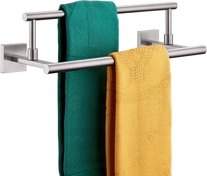 KOKOSIRI Hand Towel Holder Brushed Nickel Bathroom Rack 16 Inch Double Towel Bars Rails for Bath Toilet Stainless Steel B5009BR-L16