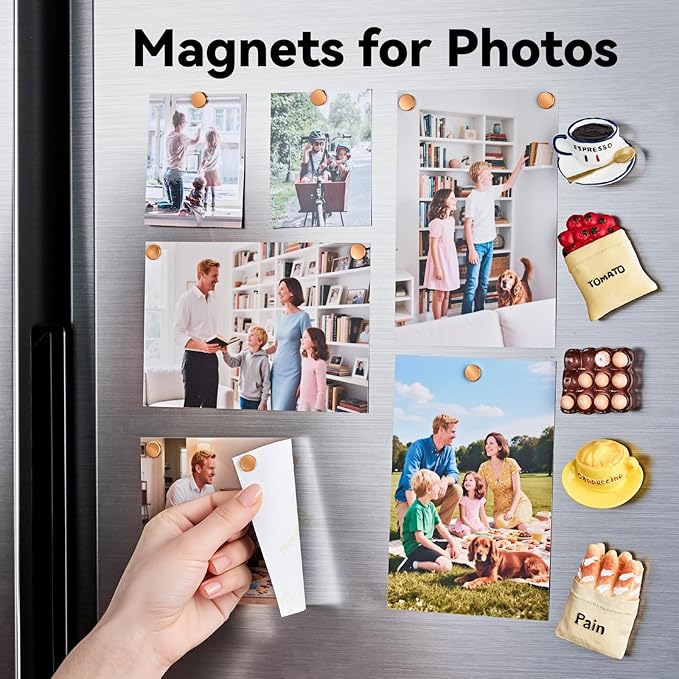 SMARTAKE 45 Pcs Refrigerator Magnets, 10x2.6mm Small Round Fridge Magnets, Multi-Use Premium Neodymium Office Magnets for Fridge, Whiteboard, Billboard in Home, Kitchen, Office and School (Rose Gold)