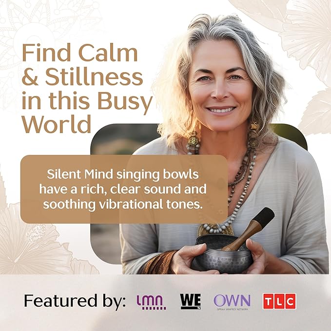 Tibetan Singing Bowl Set with Case – Authentic Plain Design – Meditation Bowl & Sound Bowl with Cushion, Mallet & Guide – Sound Healing Bowls – Nepali Singing Bowls – Yoga Therapy Set