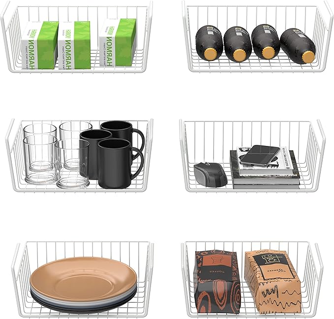 Simple Houseware 6-Pack Under Shelf Basket, White