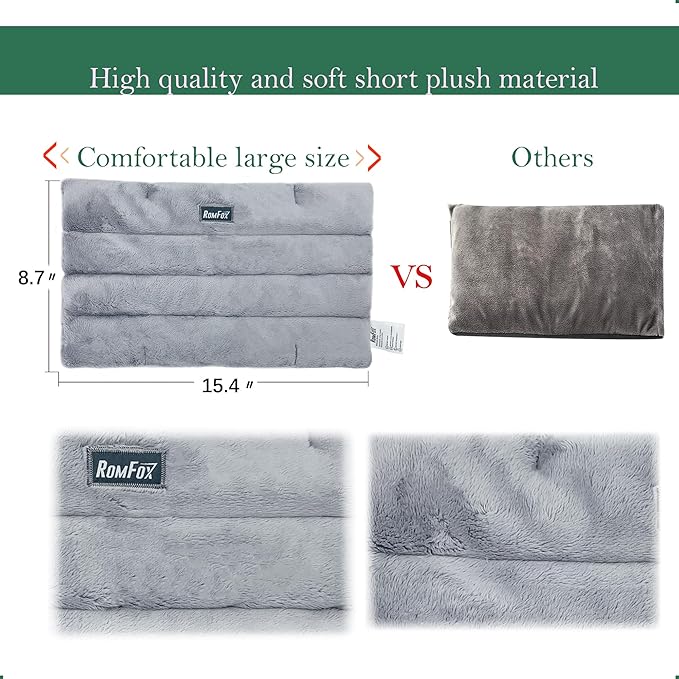 Romfox Microwavable Heating Pad for Pain Relief, Moist Heat for Menstrual Cramps, Muscles, Joints, Back, Neck and Shoulders, Heat Compress Pillow, for Both Hot and Cold Therapy (Grey - Unscented)