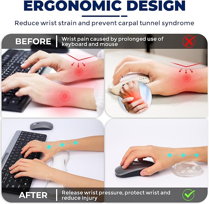 ABRONDA Gel Wrist Rest for Keyboard and Mouse, Wrist Rest for Keyboard, Mouse Wrist Support, Pain Relief, Cool Touch, Non-Skid, Keyboard Wrist Pad