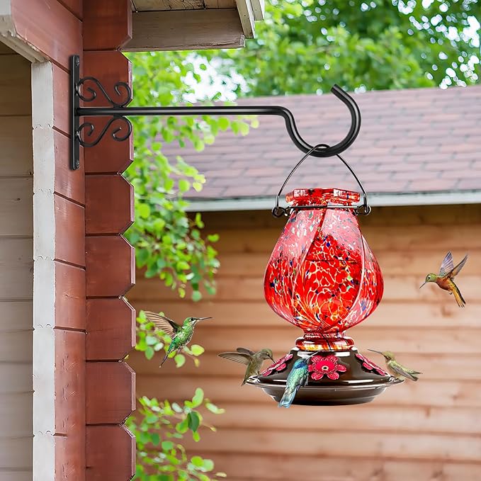BOLITE Plant Hangers, 12 Inch Hanging Plant Brackets Outdoor or Indoor, Wall Hooks for Hanging Hummingbird Feeders, Bird Feeders, Planters, Lanterns, Wind Chimes, 2 Pack, Black, Gifts for Women Men