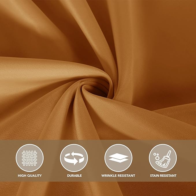 sancua Thanksgiving Round Tablecloth 108 Inch Diameter, 6 Pack Bronze, Circle Polyester Fabric Light Brown Fall Table Cloth Cover for Harvest Wedding Party Reception Banquet (Fit 42-96 Inch Tables)
