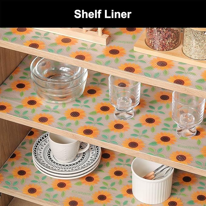 Cooyes Shelf Liner – Premium Non-Adhesive Cabinet & Drawer Liner for Kitchen – Waterproof Shelf Paper with Modern Pattern – Durable EVA Cabinet Mat – Easy to Cut （11.8" W x 236" L）