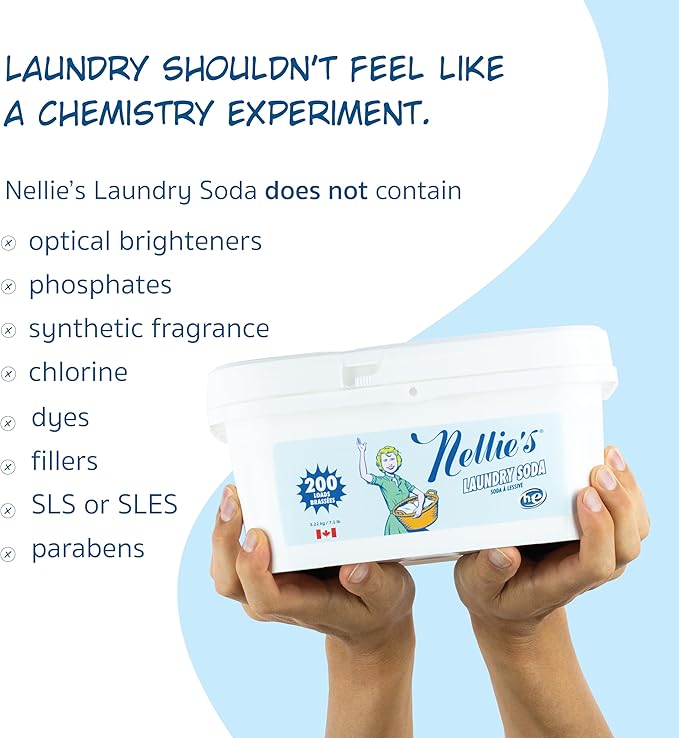 Nellie's Laundry Soda - Concentrated Laundry Detergent Powder - 200 Loads - Gentle on Skin and Environment - Fragrance-Free - (Made in Canada)