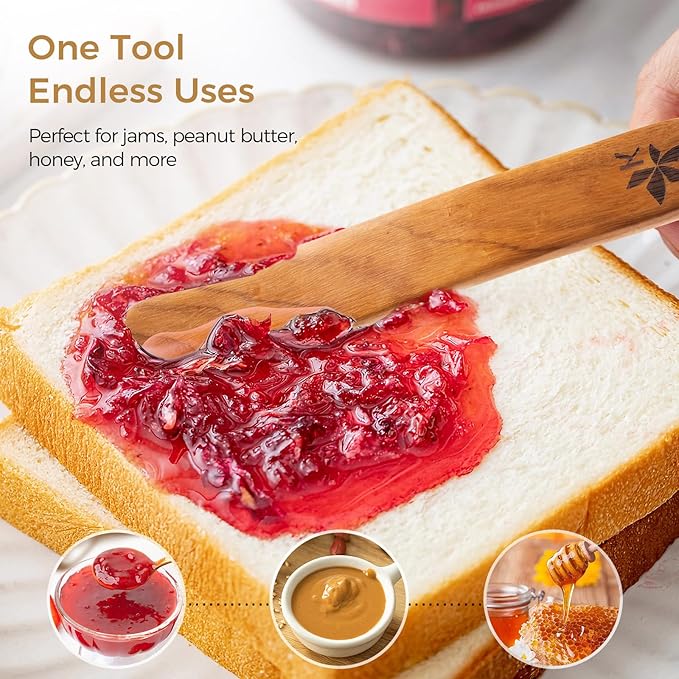 2 Pack Spurtle for Sourdough Starter, Danish Dough Whisk and Jar Spatula, Solid Teak Wood for Mixing, Scraping Jars and Bread Making Tools, Wooden Kitchen Utensils for Non-Stick Cookware