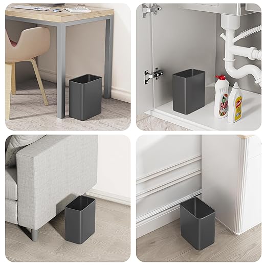 Cesun Small Bathroom Trash Can, 2.1 Gallons, Open-Top, Gray Metal, Stainless Steel, Modern, Ideal for Bathroom, Bedroom, Home Office, Toilet, RV, Near Desk, Under Sink