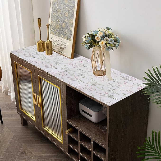 Floral Drawer and Shelf Liner for Cabinets, 12IN x 20FT Non-Adhesive and Strong Non-Slip Flower Shelf Cabinet Drawer Liners for Kitchen,Table,Bookshelves,Waterproof Cupboard Liners