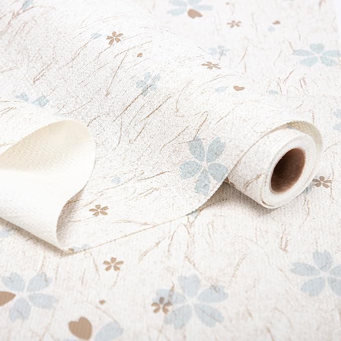 RAY STAR Shelf Liner, Non Adhesive White Floral Cabinet Liner for Pantry Drawer, Strong Grip Non Slip Waterproof, Shelf Liners for Kitchen Cabinets Organization 12 Inch x 10 FT (2 Rolls)