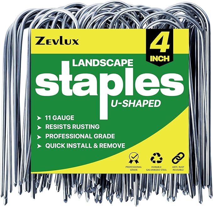 4 Inch 160 Pack 11 Gauge U-Shape Garden Stakes Set: Drip, Line & Irrigation Tubing Stakes, Galvanized Landscape Staples for Tube, Lawns, Weed Barriers, Landscape Fabrics, Irrigation Hose, Floor Mats
