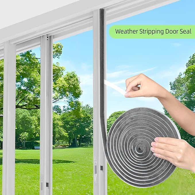 2Pack MILEQEE Door Brush Seal, 66Feet Total, Felt Pile Weather Stripping for Doors, Weather Strip for Windows Cabinet, Self Adhesive Draft Blocker, Dust Stopper Sliding Door Seal Winter, Grey 20m