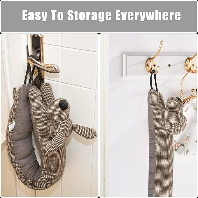 Marwood Under Door Draft Stopper Decorative Wind Stopper 36 inch for Door & Window, Weighted Animal Air Draft Stopper for Bottom of Door with Hanging Loops - Brown Dog
