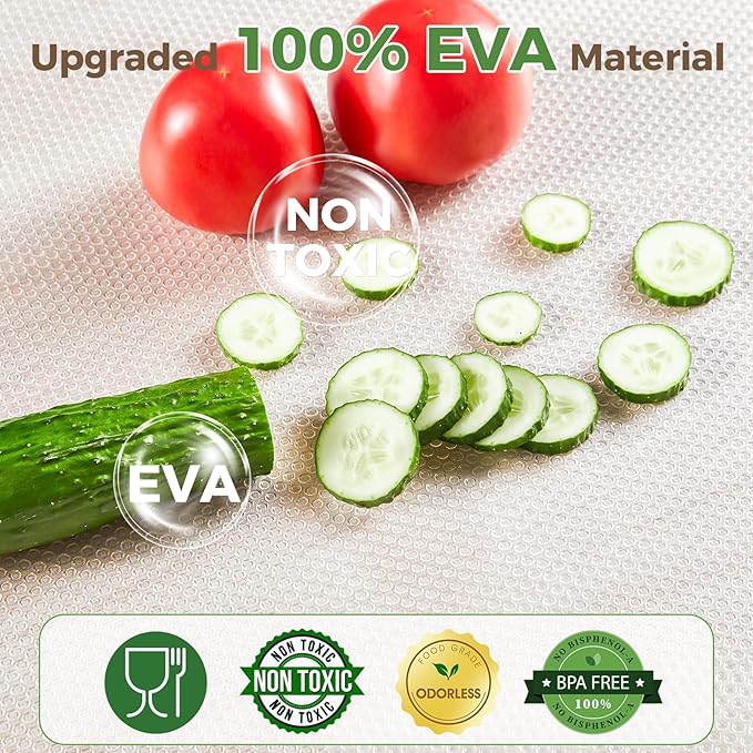 ALIUNI 100% EVA Shelf Liner for Kitchen Cabinet, 20" x 240" Drawer Liners Non Adhesive Non Slip Waterproof Plastic Paper, Dresser Pantry Bathroom Refrigerator Protector, Clear