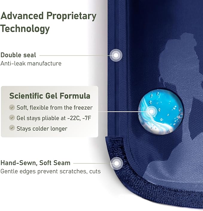 Medium Flexible Gel Ice Packs Reusable - Hot and Cold Soft Ice Packs for Injuries Reusable for Ankle, Arm, Foot, Leg, Back Pain Relief - 8" x 12" - Blue