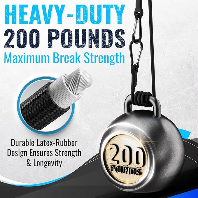 GOEASY0312 Carabiner Bungee Cords with Hooks Heavy Duty - 18" Elastic Bungee Cords With Carabiner Hooks 200 LBS Max Break Strength, UV Resistant for Camping, Tarps, Bike Rack, Tent, Car - 4pcs (Black)