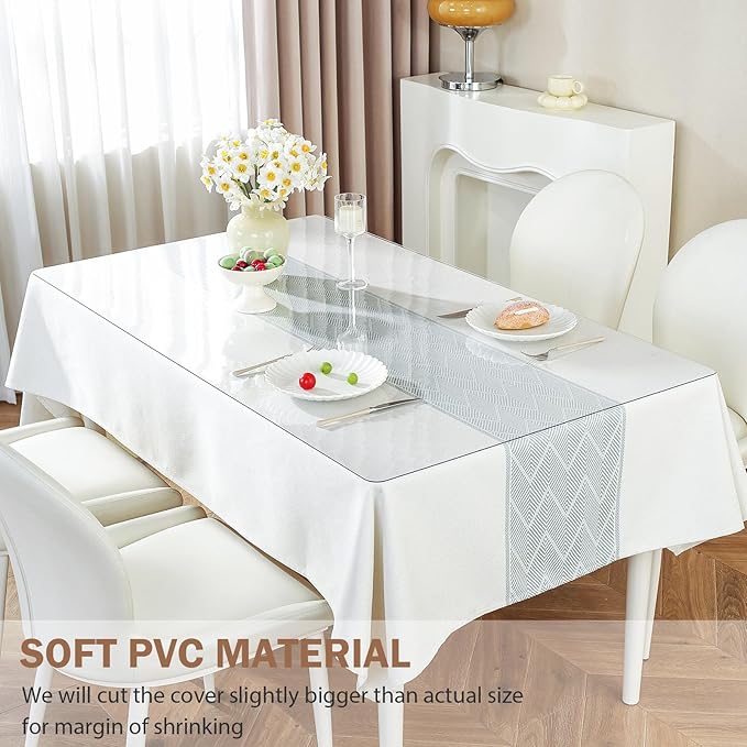 LovePads Clear Desk Mat 16 x 55 Inch, 1.5mm Thick Clear Table Protector, Waterproof Plastic Table Cover Protector, PVC Desk Protector Mat, Vinyl Desk Cover for Desktop, Coffee & Dining Table