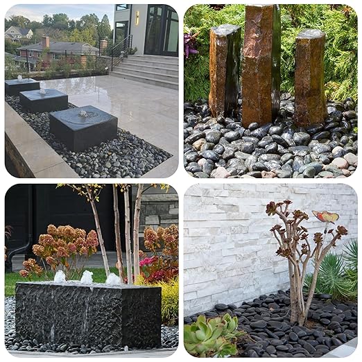 2-3 Inch Black Pebbles for Plants, 10 lbs River Rocks Decorative Black Stones, Ideal for Fish Tank, Vases, Crafting, Home Decor and Garden Landscaping