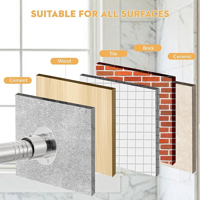 1.3 Inch Diameter Closet Rods for Hanging Clothes, 17-87 Inch Adjustable, Metal Heavy Duty Closet Pole, Silver Closet Bar for Hanging Clothes, Suitable for Closets, Wardrobes, Bathrooms, Windows