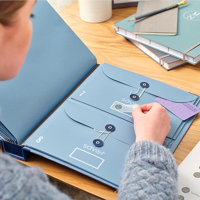 The Folio® Important Document Organizer by Savor |Binder with Guided Labels, Acid-Free File Folder with 10 Pockets for Home, Legal, Medical Papers | Mother’s Day Gift for Moms, Records Storage (Slate)