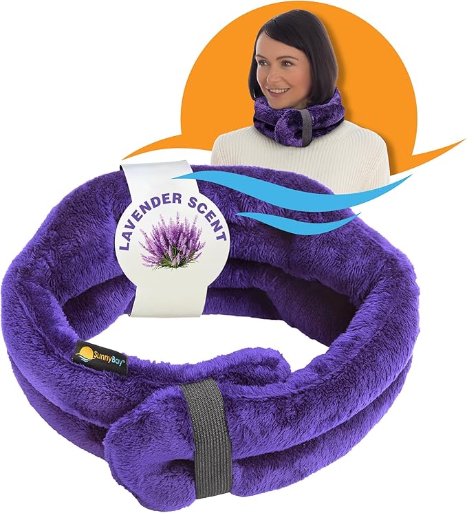 SunnyBay Microwave Heating Pad, Microwavable Heated Neck and Shoulder Wrap with Wide Neck Coverage, Hands-Free Moist Aromatherapy Hot Pack with Lavender, 26x7 Inches, 2.5 lbs, Purple