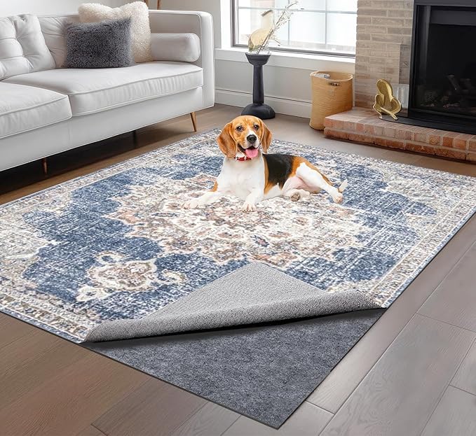 Non-Slip Rug Pads 1/4" Thick, 7x9Ft Waterproof Rugs Non Skid Rug Pad for All Floors and Finishes Durable Hardwood Floor Protective Felt Keeps Rugs in Place, Safe and Secure