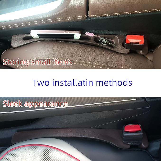 AxelNex Universal Car Seat Gap Filler, Storage Organizer for Vehicle Console Side Pockets (Brown)