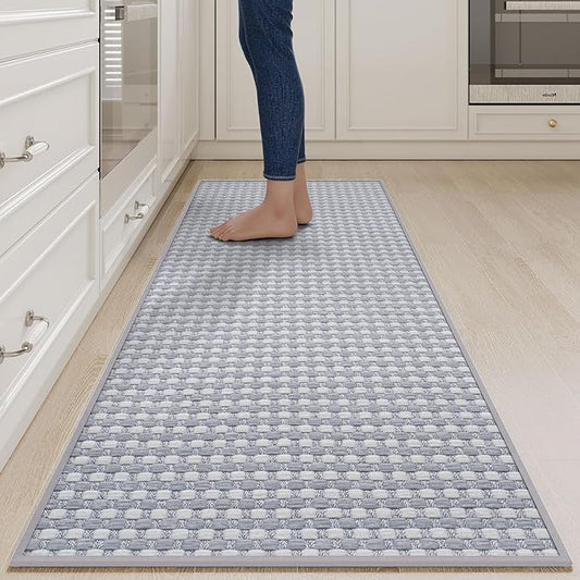 YDKGL Long Kitchen Runner Rugs Kitchen Mat Non Slip Washable, Super Absorbent Soft Chenille Braided Kitchen Mats for Floor, Rubber Backing Kitchen Floor Sink Standing Mat, Easy Clean, Gray 24"x71"