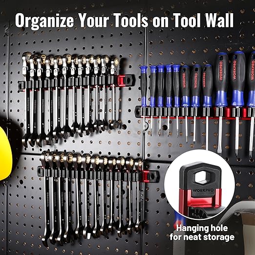 WORKPRO Magnetic Screwdriver Organizer and Wrench Organizer, Aluminum Rail Magnetic Tool Organizer, Tool Holder, Toolbox Organization, 24-Slot Screwdriver and Wrench Holder (Tools not Included)