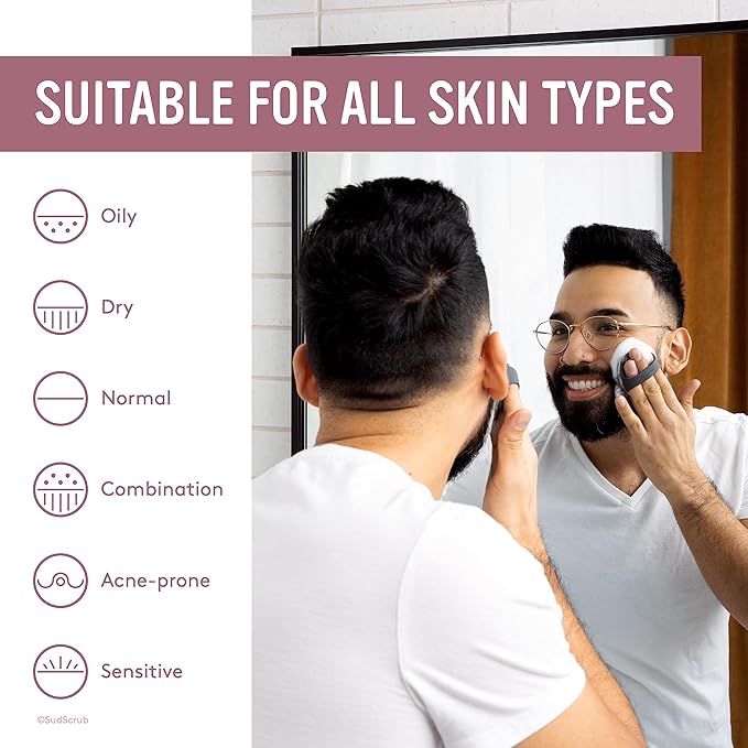 Sud Scrub® Antimicrobial Silicone Face Scrubber, 1 Pack, Gentle Face Exfoliator for Sensitive Skin, Eco Friendly Facial Cleansing Brush, Exfoliating Face Brush for Men and Women (Pink)