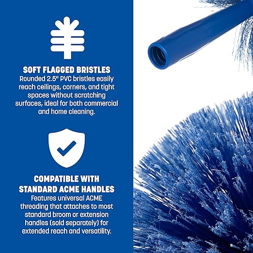 SPARTA Flo-Pac Round Duster Head With Soft Flagged Bristles, Cleaning Essentials for Commercial and Home Use, 1 Count, Blue