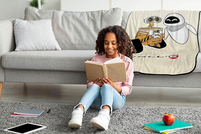 Jay Franco Kids Plush Throw Blanket – Soft & Cozy Fleece Throw for Bedroom & Couch Décor, Official Licensed Product, Beige - Wall-E, 46x60 - Throw Blanket