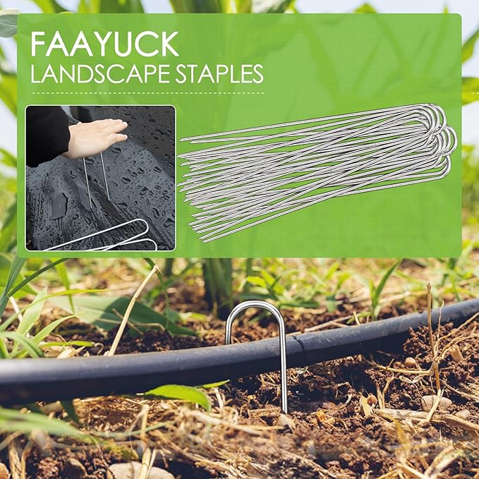 12 Inch Landscape Staples, 12/25/50/100 Pack Galvanized Garden Stakes, Heavy Duty 8 Gauge U-Shaped Ground Stakes for Weed Barrier Fabric, Irrigation Tubing, Fence, Outdoor Decorations