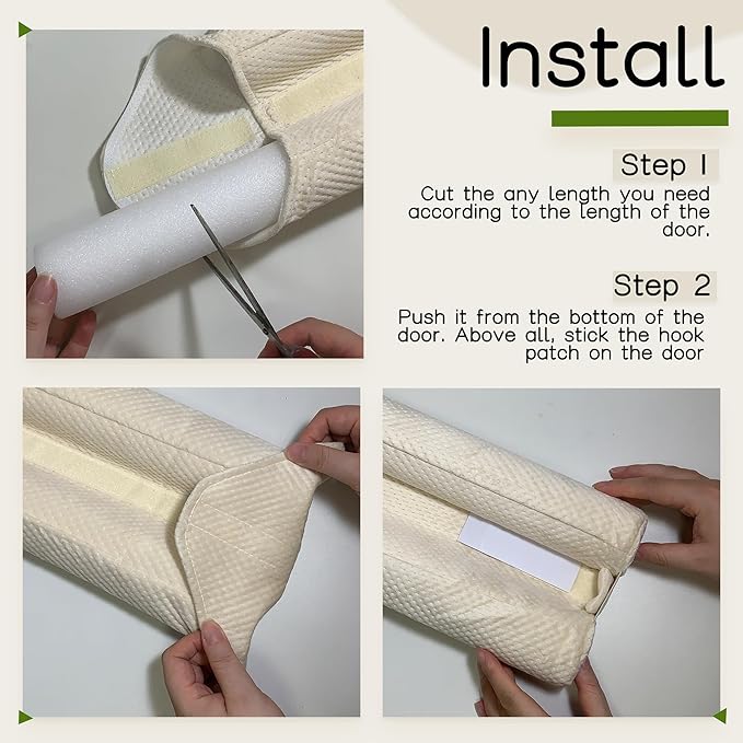 Under Door Draft Stopper Door, Sweep Weather Stripping, Double-Sided Windproof Seal Noise Blocker Window Breeze Blocker, Adjustable 32'' to 39'' Gap Filler, Beige