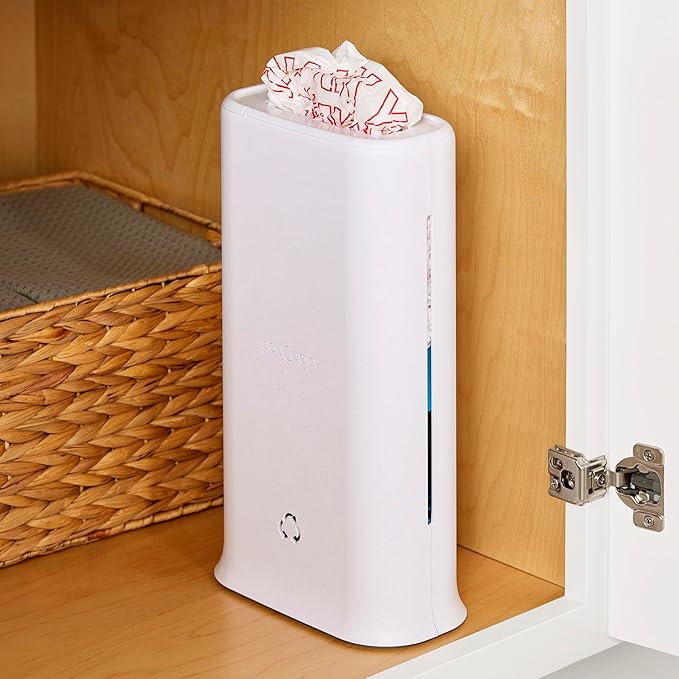YouCopia StoraBag Space-Saving Plastic Bag Dispenser, Organizer for Kitchen Cabinet or Pantry Storage, One-Size, Speckled White